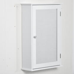 Kleankin Dulap de Baie cu Oglindă - Dulap cu Oglindă - Dulap pentru WC - 1 Ușă, 2 Rafturi - MDF Alb și Sticlă | Aosom Romania (834-403) Comoda