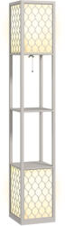 HomCom Lampadar cu rafturi 2 lampi 2 rafturi 4 nivele MDF gri model de fagure 26 x 26 x 156 cm gri | Aosom Romania (B31-321V90LG)