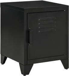 HOMCOM Noptieră, Masă laterală cu raft reglabil, Ușă, Comodă pentru Dormitor, Sufragerie, Metal, Negru, 50 x 40 x 47, 5 cm | Aosom Romania (831-429BK)