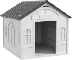 PawHut Cușcă pentru Câini cu Acoperiș Înclinat și Ușă 84.2x98.2x82 cm Gri | Aosom Romania (D02-125V01GY)