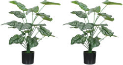 HOMCOM Set de 2 plante artificiale interioare 65 cm, arbore artificial cu ghiveci din plastic și floxare, verde | Aosom Romania (830-980V00GN)