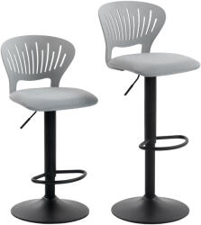 HOMCOM Set de 2 taburete de bar rotative 360°, reglabile 84-105 cm, spătar decupat, suport pentru picioare, gri | Aosom Romania (83A-422V00GY)