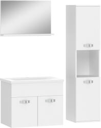 Kleankin Set de mobilier pentru baie 4 piese, montat pe perete, cu oglindă, corp sub lavoar, lavoar și coloană înaltă, alb | Aosom Romania (834-605V01WT)
