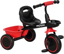 AIYAPLAY Tricicletă pentru copii evolutivă cu scaun reglabil, pedale, 2 coșuri, centură pentru copii de 2 până la 5 ani roșu și negru | Aosom Romania (370-269V00RD)