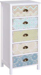 HOMCOM Comodă cu sertare comodă, design modern, 5 sertare, 46 cm x 34 cm x 97, 5 cm, colorat | Aosom Romania (831-156V90WT) Comoda