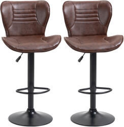 HOMCOM Set 2 Scaune de Bar cu Înălțime Reglabilă, Șezut Rotativ și Suport pentru Picioare, 46, 5x54x88-108 cm, Maro | Aosom Romania (835-586)