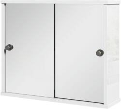 Kleankin Dulap cu Oglindă de Perete cu Poliță Reglabilă și Ușă Glisantă Dublă pentru Lavoar 55x15x45 cm Alb Lucios | Aosom Romania (834-636V80WT) Comoda