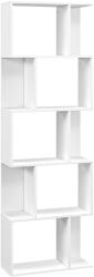 HOMCOM Raft pentru Cărți cu 5 Rafturi Separate, Bibliotecă în Formă de S din Lemn, 60x24x184, 5 cm, Alb | Aosom Romania (833-450V00WT) Raft