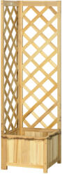 Outsunny Jardinieră cu spalier din lemn Ghiveci exterior pentru colț pentru plante cățărătoare 40x40x145 cm Natural | Aosom Romania (845-776V00ND)