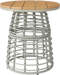 Outsunny Masă de cafea de grădină masă auxiliară exterior rotundă în răchită de aspect rotință și placă compozită Ø45 x 50 cm gri | Aosom Romania (867-191V00GY)