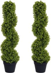 HOMCOM Set de 2 plante decorative, Plante artificiale în ghiveci, Plante artificiale pentru casă, interior, exterior, 90 cm, Verde | Aosom Romania (830-951V01GN)