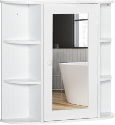 HOMCOM Dulap cu oglindă Dulap de baie Badezimmerschrank, 8 compartimente, uși cu oglindă, rezistent la apă, 66 cm x 17 cm x 63 cm, Alb | Aosom Romania (834-203V90WT) Comoda