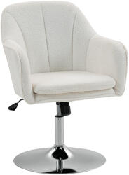 HOMCOM Fotoliu de salon, rotativ cu înălțime reglabilă, funcție balans, pernă căptușită, 61 x 64 x 80-92 cm, alb | Aosom Romania (83B-609V00WT)