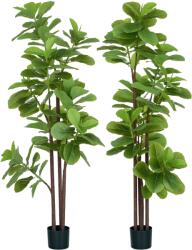 HOMCOM Set de 2 plante artificiale Figuier à feuilles de violon Ficus Lyrata înălțime 180cm cu ghiveci | Aosom Romania (830-804V02GN)