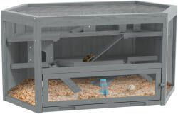 PawHut Cușcă pentru hamsteri, 3 etaje, tava detașabilă, lemn/metal, 115x60x55 cm | Aosom Romania (D51-082V00GY)