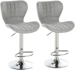 HOMCOM Set 2 Scaune de Bar Rotative cu Înălțime Reglabilă, Tetieră pentru Picioare și Spătar, 47x51, 5x111, 5 cm, Gri | Aosom Romania (835-157GY)