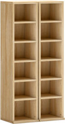 HOMCOM Set de 2 Rafturi pentru CD-uri cu Polițe Reglabile, Capacitate 204 CD-uri, Design Compact, 21x22, 5x88, 5 cm, Stejar | Aosom Romania (833-872V02AK)