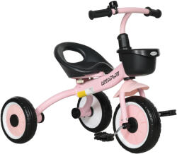 AIYAPLAY Tricicleta pentru Copii 2-5 Ani cu Scaun Reglabil, Bicicletă pentru Copii cu Coș, 70, 5x53x58 cm, Roz | Aosom Romania (370-267V00PK)