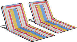 Outsunny Set 2 Șezlonguri de Plajă cu Spătar Reglabil pe 5 Niveluri, Tetieră și Geantă de Transport, 124x53x35-45 cm, Multicolor | Aosom Romania (A20-205MX)