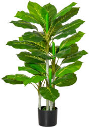 HOMCOM Plantă Artificială cu 33 de Frunze pentru Uz Interior și Exterior cu Ghiveci, Plantă Falsă în PEVA, PE și Ciment, 95 cm, Verde | Aosom Romania (830-434)