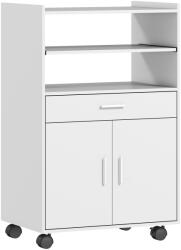 HomCom Dulap pentru cuptor cu microunde, raft, dulap cu uși duble, sertar, role, Alb | Aosom Romania (83A-342V90WT)