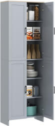 HOMCOM Dulap de bucătărie înălțime 170 cm bufet înalt cu 4 uși și rafturi reglabile, design modern, gri | Aosom Romania (835-925V81GY)