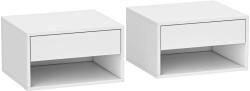 HOMCOM Set de 2 noptiere suspendate, noptiere, sertar, compartiment deschis, blat, 37 x 32 x 21 cm, alb | Aosom Romania (831-630V81WT)