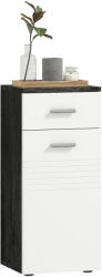 Kleankin Dulap Baie din Lemn cu Sertar și Rafturi, Design Alb și Negru | Aosom Romania (834-372V00MX)