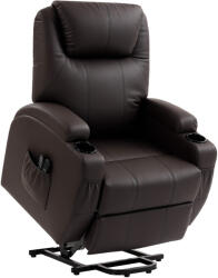 HOMCOM Fotoliu cu funcție de ridicare, fotoliu relax cu asistență la ridicare, incl. telecomandă, suport pahare, spătar reglabil, Maro | Aosom Romania (700-020V93DR)