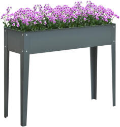 Outsunny Jardiniera Metalica Inaltata cu 3 Orificii de Scurgere, 100x30x80cm | Aosom Romania (845-085GY)