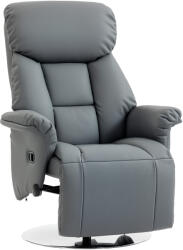 HOMCOM Fotoliu de relaxare înclinabil pivotant suport picioare reglabil, până la 120 kg, pentru living, dormitor, home cinema, gri | Aosom Romania (839-848V80GY)