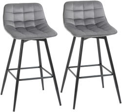 HOMCOM Set 2 Scaune Înalte în Stil Nordic cu Spătar și Suport pentru Picioare, 45x47x88 cm, Gri | Aosom Romania (835-271GY)