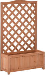 Outsunny Jardinieră cu spalier, bac de flori ridicat, pentru plante cățărătoare, legume, flori, din lemn masiv, interior și exterior, curte, grădină, balcon, 70 x 28 x 117 cm, maro | Aosom Romania (845-635)