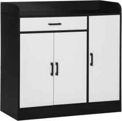 HOMCOM Dulap Bucătărie Modern MDF, 2 Dulapuri, Sertar, Rafturi Ajustabile, 90x40x90cm, Alb-Negru | Aosom Romania (838-221) Comoda