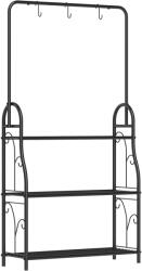 Outsunny Suport pentru Plante cu 3 Niveluri, cu Bară pentru Agățat și Cârlige, Raft Metalic pentru Ghivece și Flori, pentru Interior și Exterior, Balcon, Living, Dormitor, Negru | Aosom Romania (84H-153V00BK)