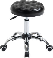 HomCom Taburet Reglabil HOMCOM cu Înălțime Ajustabilă, 5 Roti Pivotante, din Oțel și Piele Ecologică, Ф48x47-59cm, Negru | Aosom Romania (700-091)