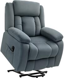 HOMCOM Fotoliu cu ajutor la ridicare din material textil moale, Fotoliu recliner cu telecomandă și buzunare laterale, Gri | Aosom Romania (713-175V90GY)