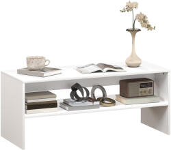 HomCom Masă de Cafea Modernă cu 2 Niveluri, cu Raft Deschis și Picioare Antiderapante, 100x40x41, 5 cm, Alb | Aosom Romania (83B-187V00WT) Masa de cafea