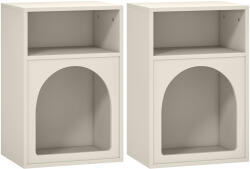HOMCOM Set de 2 noptiere, noptieră cu compartimente deschise, design arcuit, 40 x 30 x 60 cm, crem | Aosom Romania (83D-017V81CW)