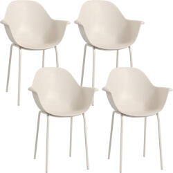Outsunny Set de 4 Scaune de Grădină Gri, Stivuibile, cu Spătar Înalt și Cotieră, Cadru din Metal, Design Elegant pentru Exterior | Aosom Romania (84G-233V00GY)