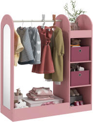 AIYAPLAY Cuier pentru Copii cu Rafturi, Cutii și Oglindă, Mobilier pentru Camera Copilului și Intrare, 92x36x106 cm, Roz | Aosom Romania (316-016V80PK)