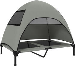 PawHut Pat pentru câini exterior cu acoperiș, pat ridicat pentru câini mari, 106 x 76 x 99 cm, Gri deschis | Aosom Romania (D04-303V02LG)