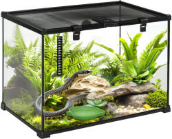 PawHut Terariu Înălțat pentru Reptile cu Încuietoare și Ușă pentru Hrănire, 50x30x35 cm, Negru | Aosom Romania (D40-015V02)