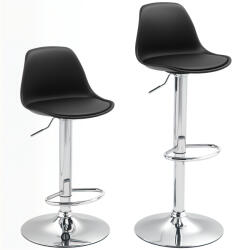 HOMCOM Set 2 Scaune Bar - Reglabile, Cu Spatar si Pivotante | Aosom Romania (835-597V00BK)