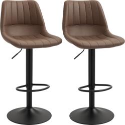 HOMCOM Set de 2 taburete de bar de stil vintage reglabil pivotant cu suport pentru picioare înveliș sintetic maro | Aosom Romania (835-641)