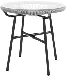Outsunny Masă de cafea rotundă de grădină din răchită aspect rotin metal și blat sticlă securizată Ø 50 x 50 cm gri | Aosom Romania (867-118V00GY)