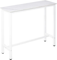 HOMCOM Masă de Bar Masă Înaltă cu Blat din Melamină Efect de Marmură și Picioare din Oțel Stil Modern pentru Bucătărie Cafenea Sufragerie 120x40x100 cm Alb | Aosom Romania (835-491WT)