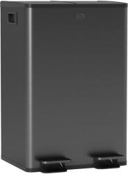 HomCom Coș de bucătărie 2 compartimente de 2 x 28L, oțel inoxidabil, capac cu închidere silențioasă, 45, 8x36x67, 6cm, negru | Aosom Romania (851-033V02BK) Cos de gunoi