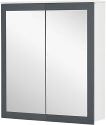 Kleankin Dulap de baie cu oglindă Dulap de baie pentru agăţat cu 2 uşi din sticlă şi rafturi reglabile 69x17x75, 5cm Alb | Aosom Romania (834-566V80WT) Comoda