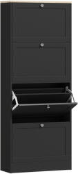 HomCom Dulap pentru încălțăminte 24 perechi, dulap cu 4 sertare rabatabile, etajere reglabile, 60x23, 5x151cm, negru | Aosom Romania (837-399V81BK) Pantofar